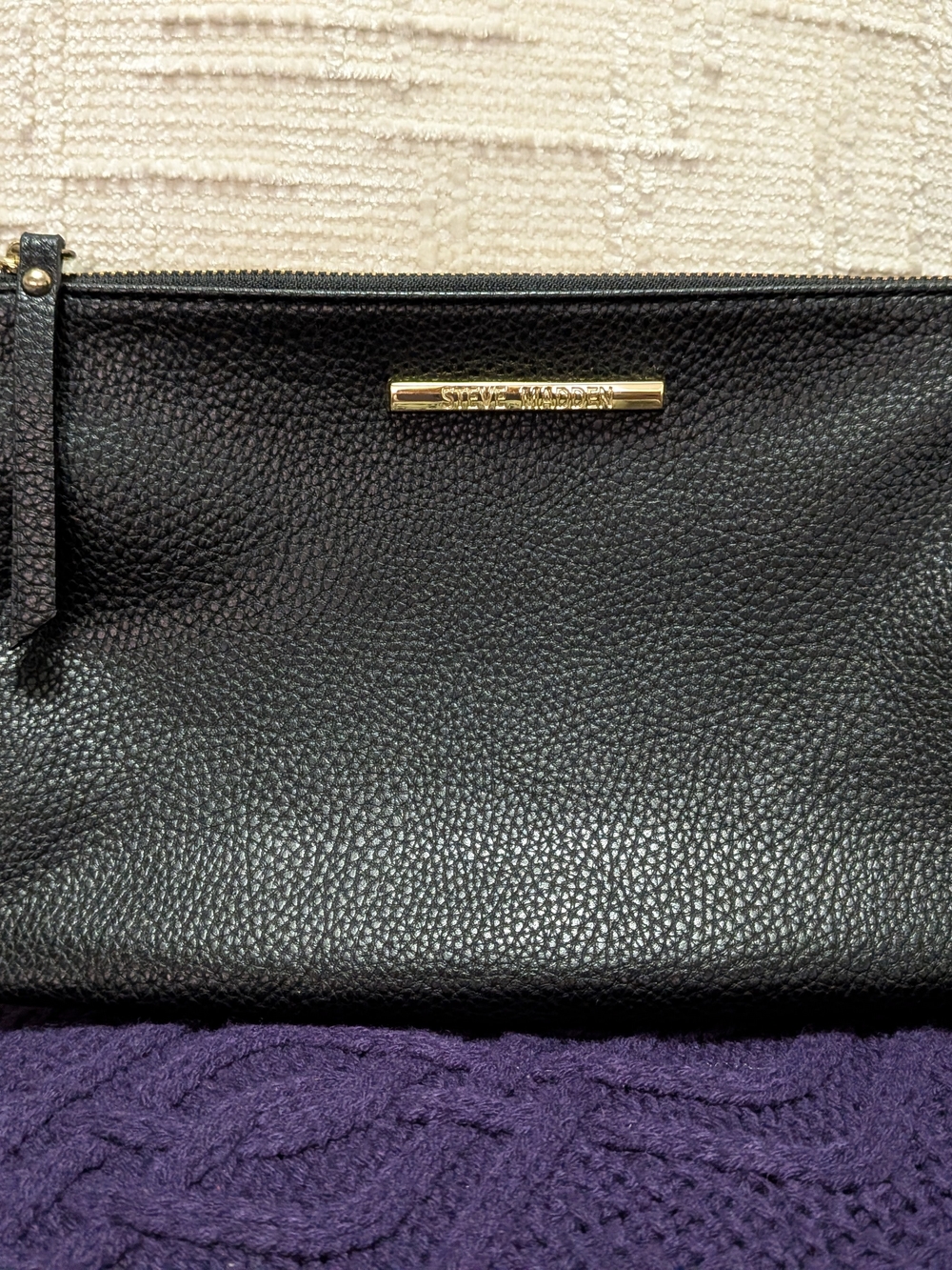 Steve Madden Black Leather Clutch - Sleek Everyday Style
